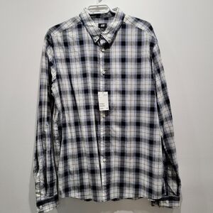 🆕️ H&M Stripe Checkered Button Shirt Sz XL